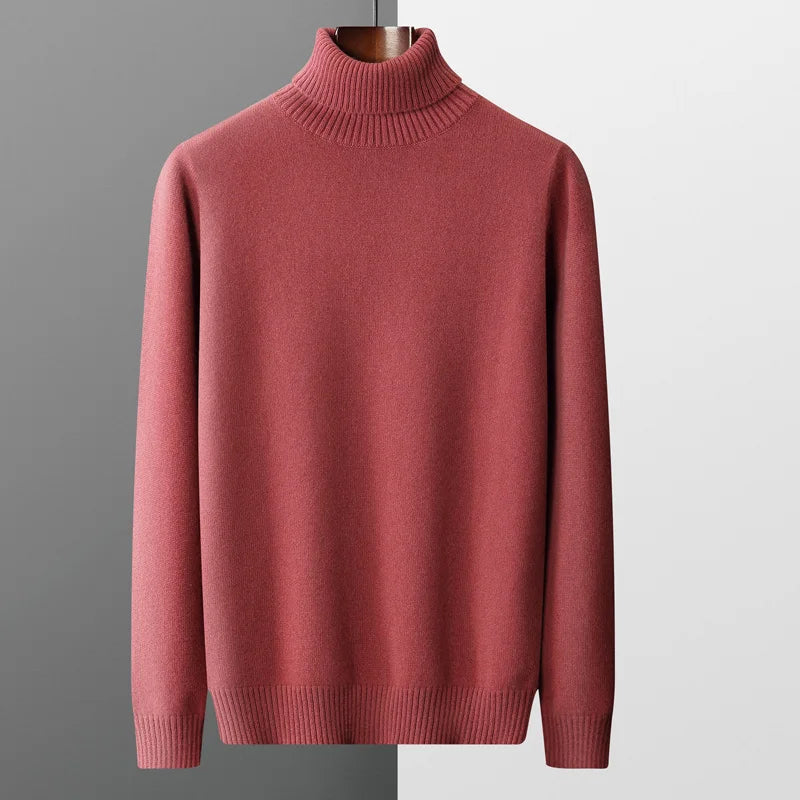 MVLYFLRT Men's Sweater Autumn and Winter New Cashmere Sweater 100% Pure Wool Knitting Sweater Fashion High Lapel Pullover Top