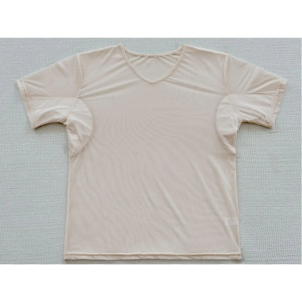 Men's Mesh Vest with Sweat Absorbent Pad Short Sleeve Sweatshirt Breathable Underarm Moisture Wicking Comfortable Innerwear