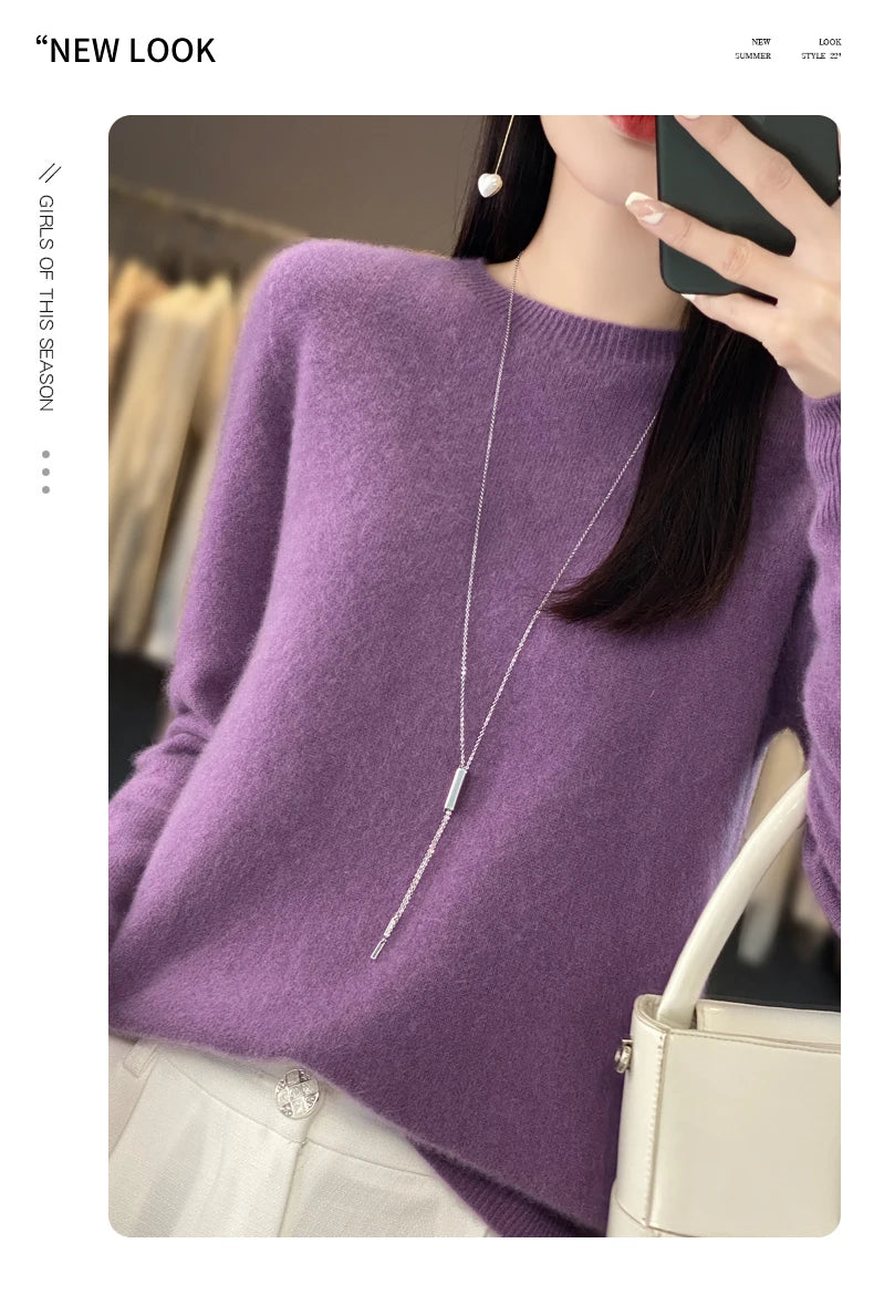 Premium Merino Wool Knit Sweater – Elegant Cozy Winter Essential