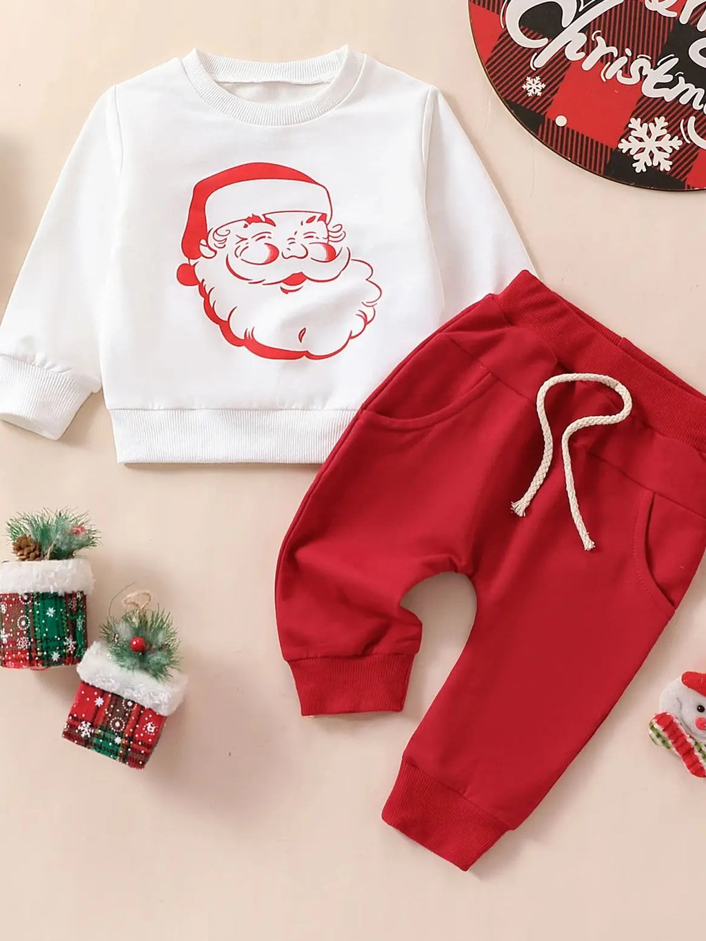 Baby Boys' Christmas Santa Sweatshirt & Pants Set