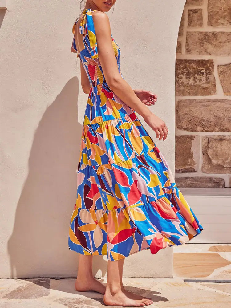 New Casual Long Women Print Dress