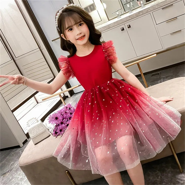 Girls' Sequin Mesh Fancy Dress (9-11Y)