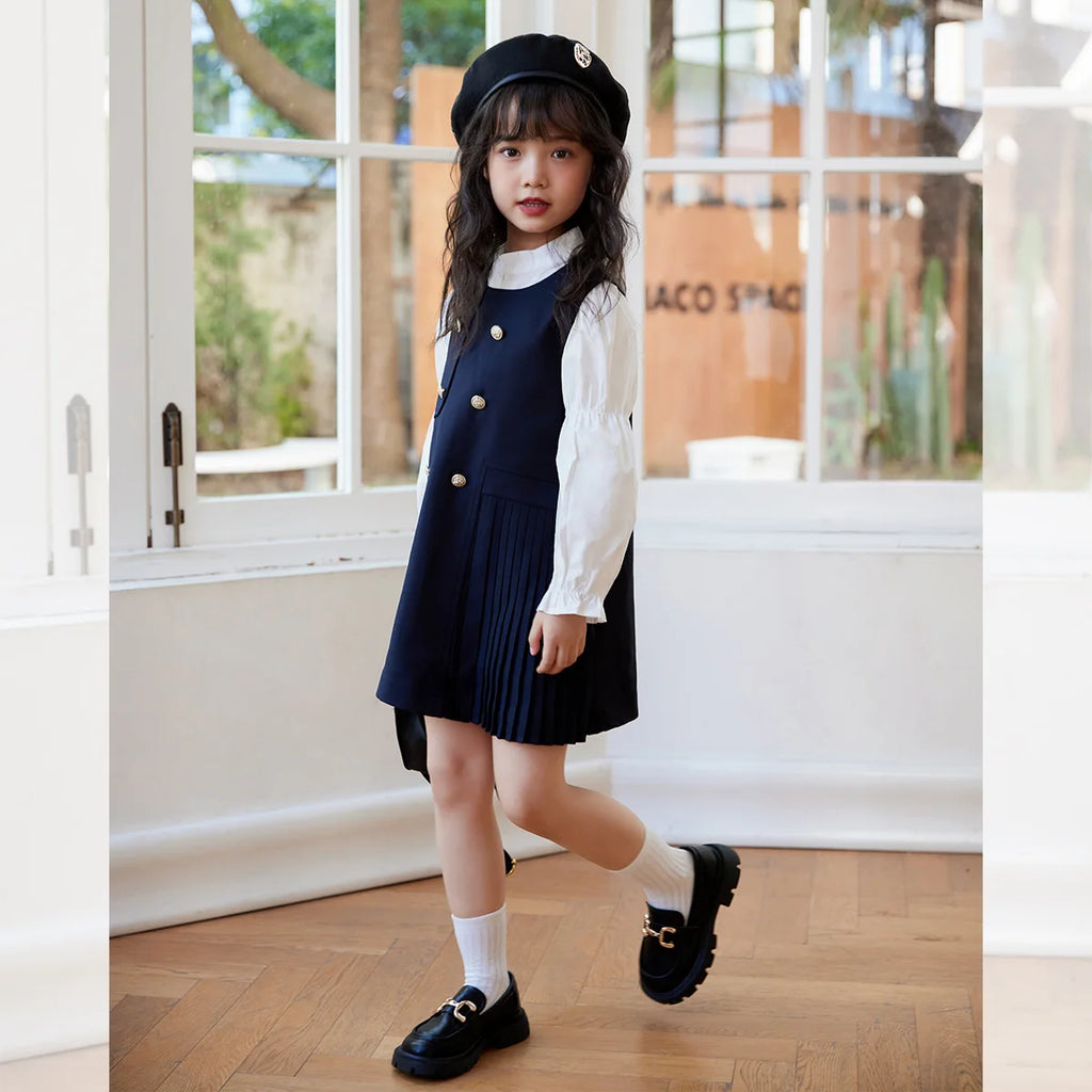 Girls' School Blouse & Sundress Set (2-8Y)