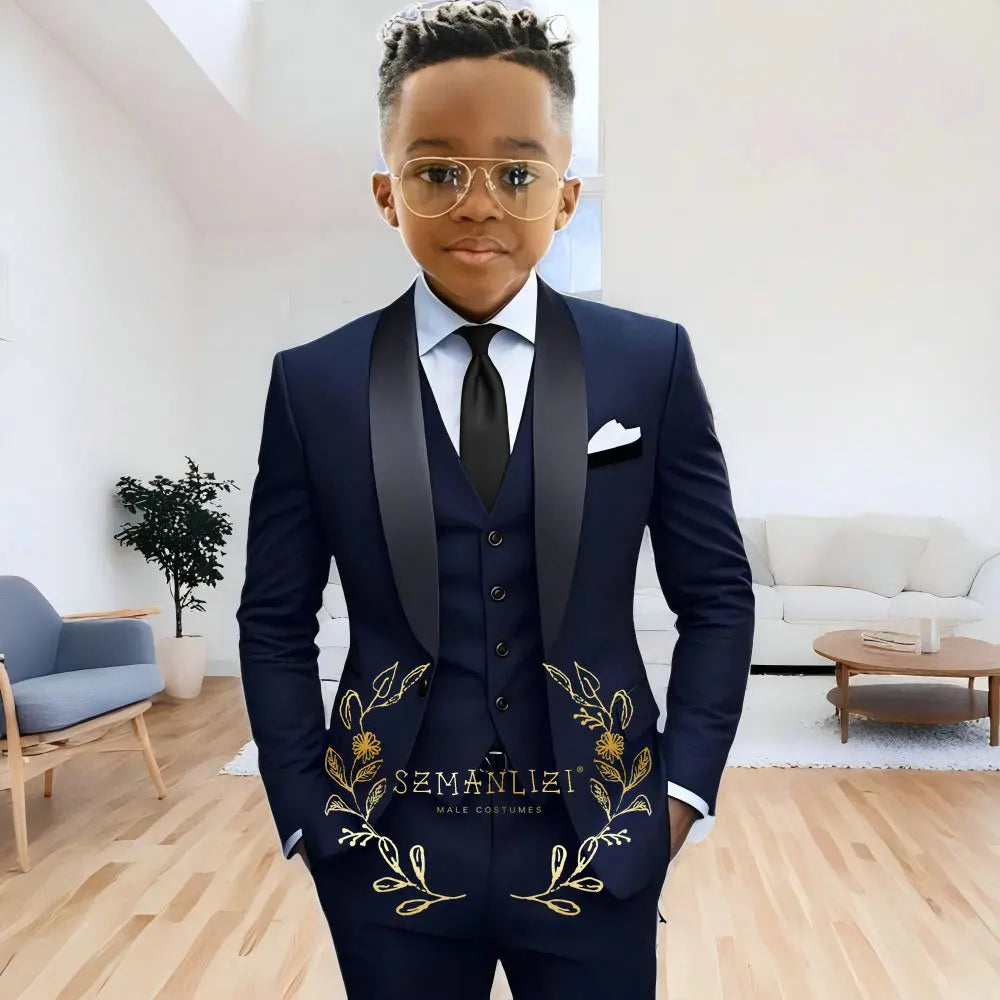 Boys' Navy Blue Formal 3-Piece Suit (2-16Y)