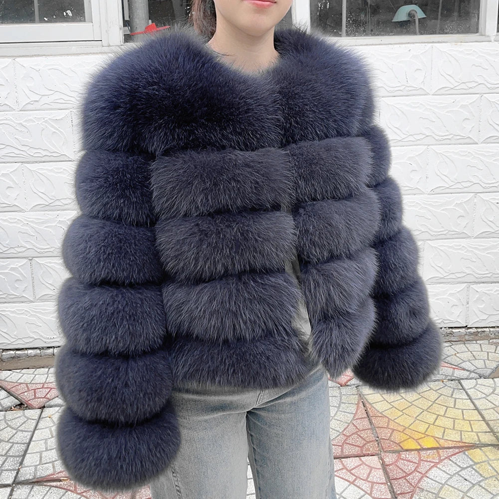 QUEENTINA Real Fox Fur Coat