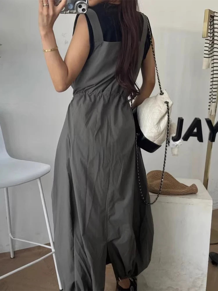 Women's Square Neck Drawstring Camisole Dress