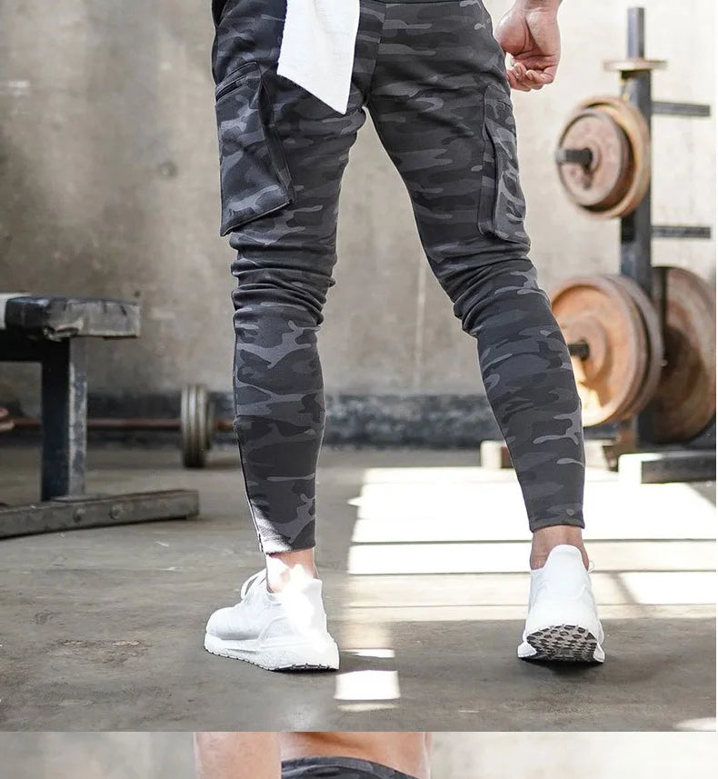 Men's Gym Fitness Multi-Pocket Workout Training Pants Cotton Jogging Sweatpants Camouflage Men  Fashion Training Trousers