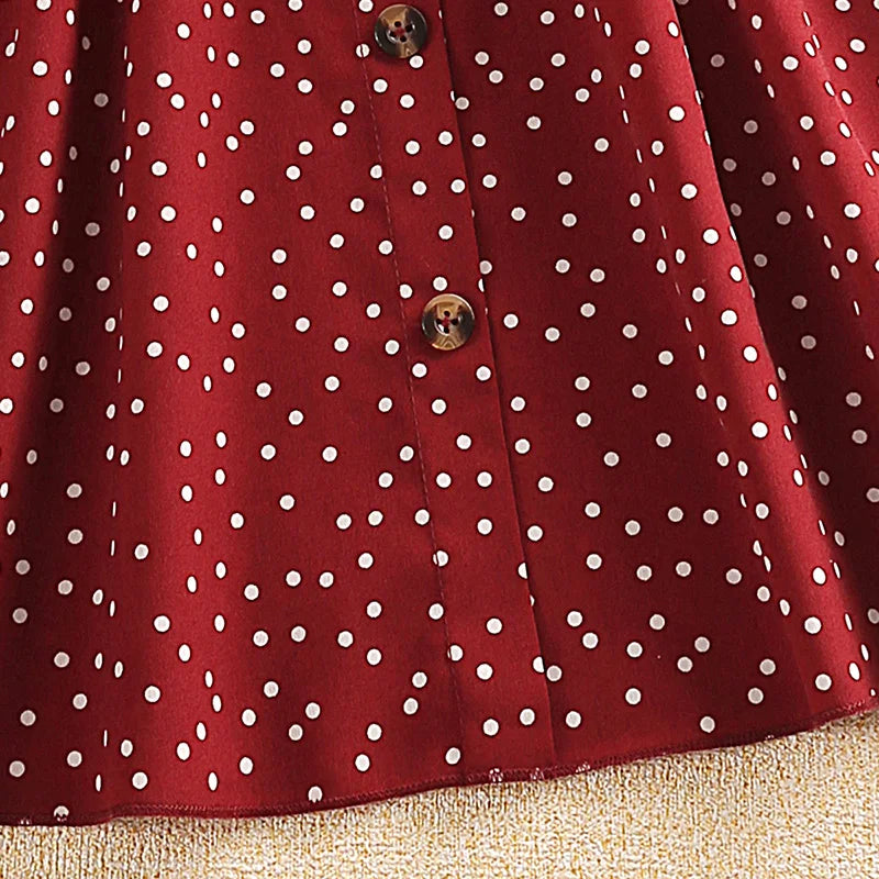 Girls' Red Polka Dot Strap Dress (4-7Y)