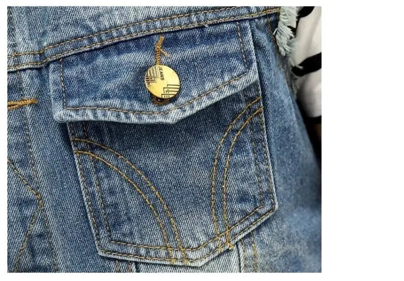 Women's Ripped Denim Vest Jacket