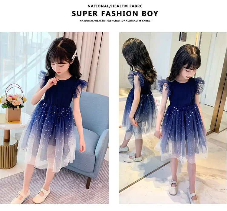 Girls' Sequin Mesh Fancy Dress (9-11Y)
