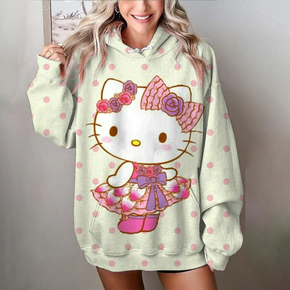 Japanese Anime Sanrio Kuromi Cute Women's Hoodie Student Y2K Sweatshirt Spring and Autumn Outdoor Sports and Leisure Pullover