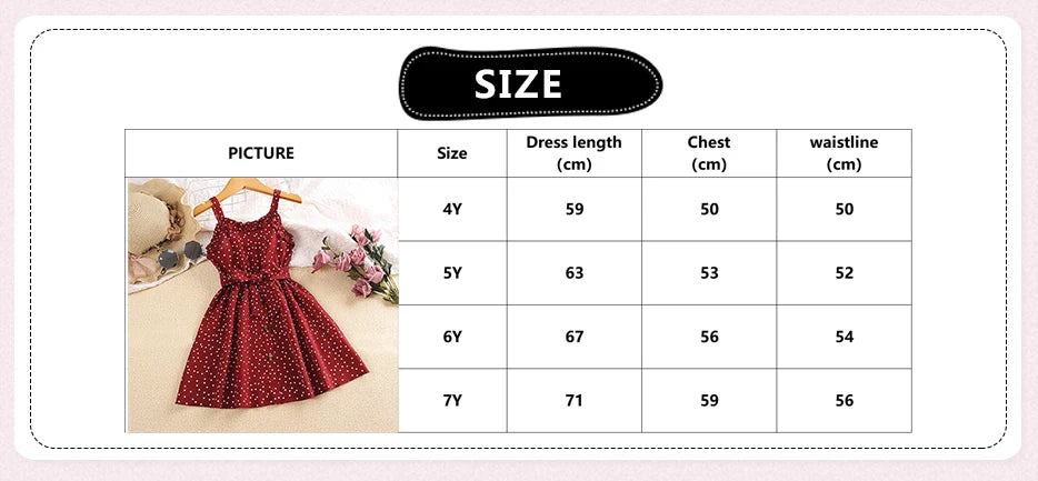 Girls' Red Polka Dot Strap Dress (4-7Y)