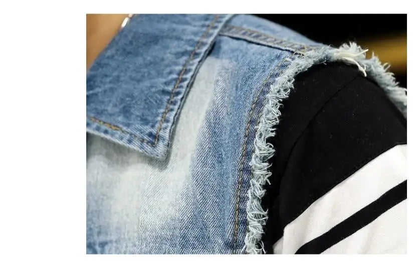 Women's Ripped Denim Vest Jacket
