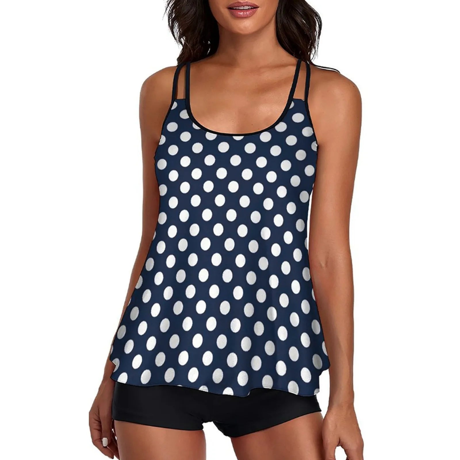 2024 New 2-Piece Swimsuit Women Casual Tropical Print Tankini Set Swimsuit Set Adjustable Suspenders With Elastic Shorts