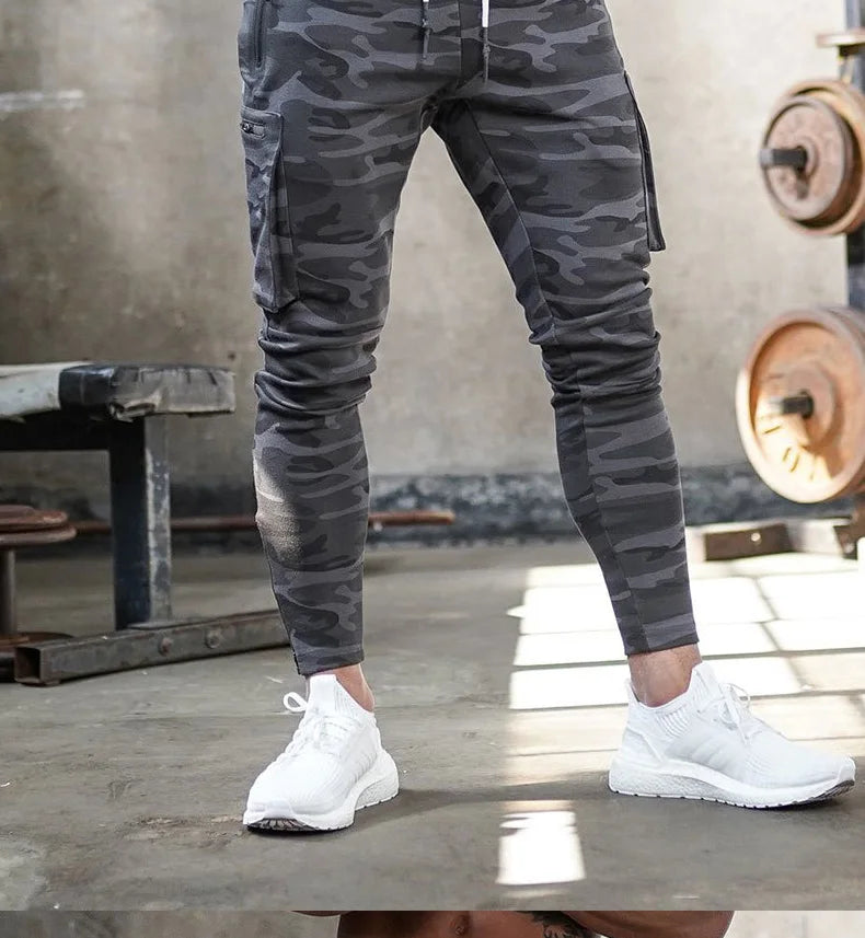 Men's Gym Fitness Multi-Pocket Workout Training Pants Cotton Jogging Sweatpants Camouflage Men  Fashion Training Trousers
