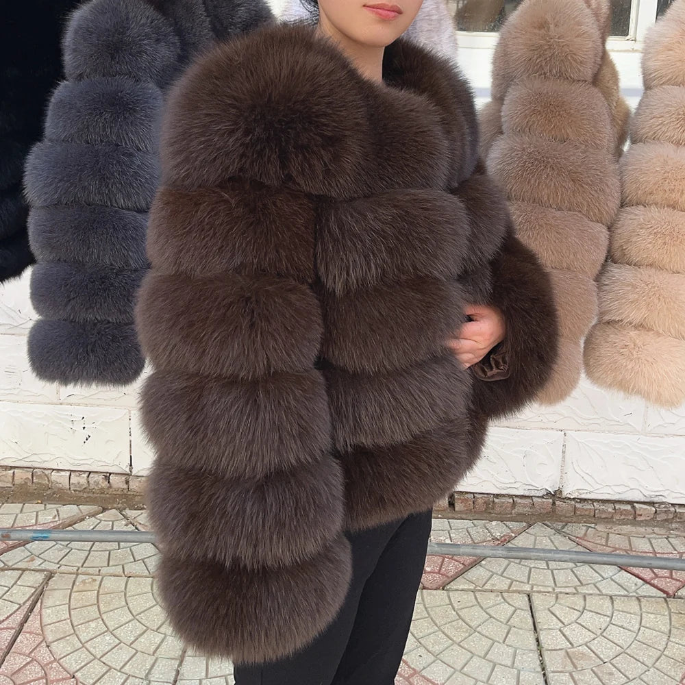 QUEENTINA Real Fox Fur Coat