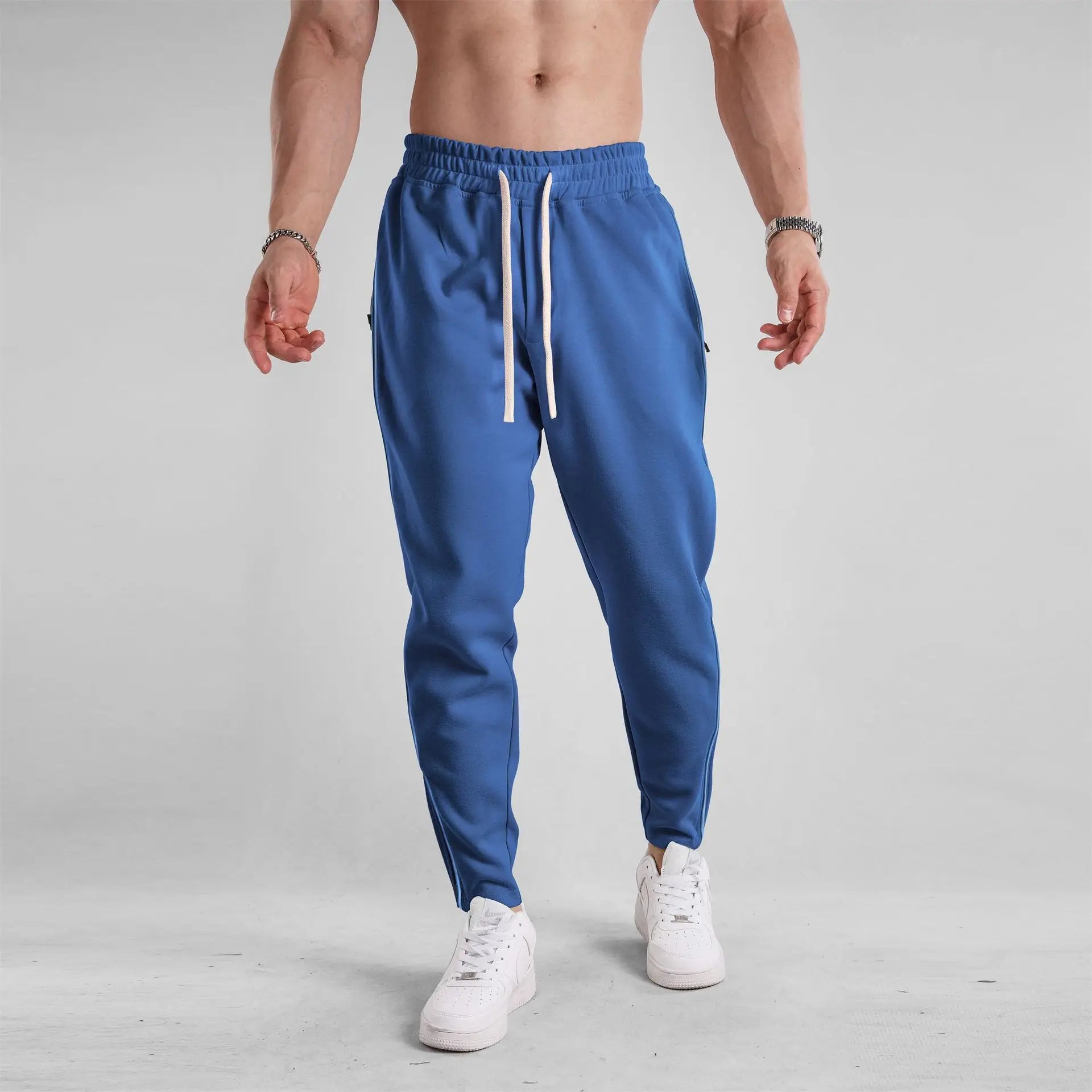 Men's Clothing Sport Casual Zipper Baggy Pants Cotton Long Trousers Outdoor Gym Fitness Workout Jogging Sweatpants Trackpants