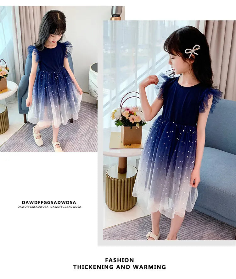 Girls' Sequin Mesh Fancy Dress (9-11Y)