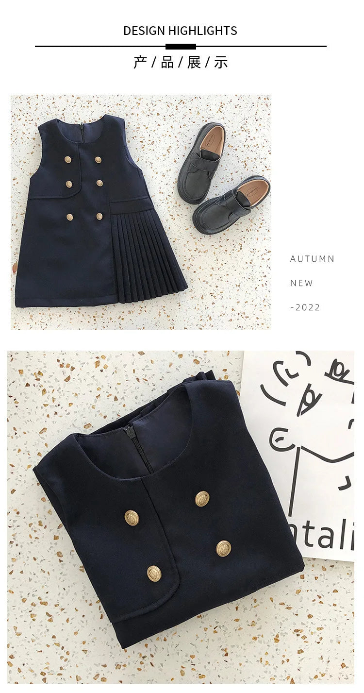 Girls' School Blouse & Sundress Set (2-8Y)