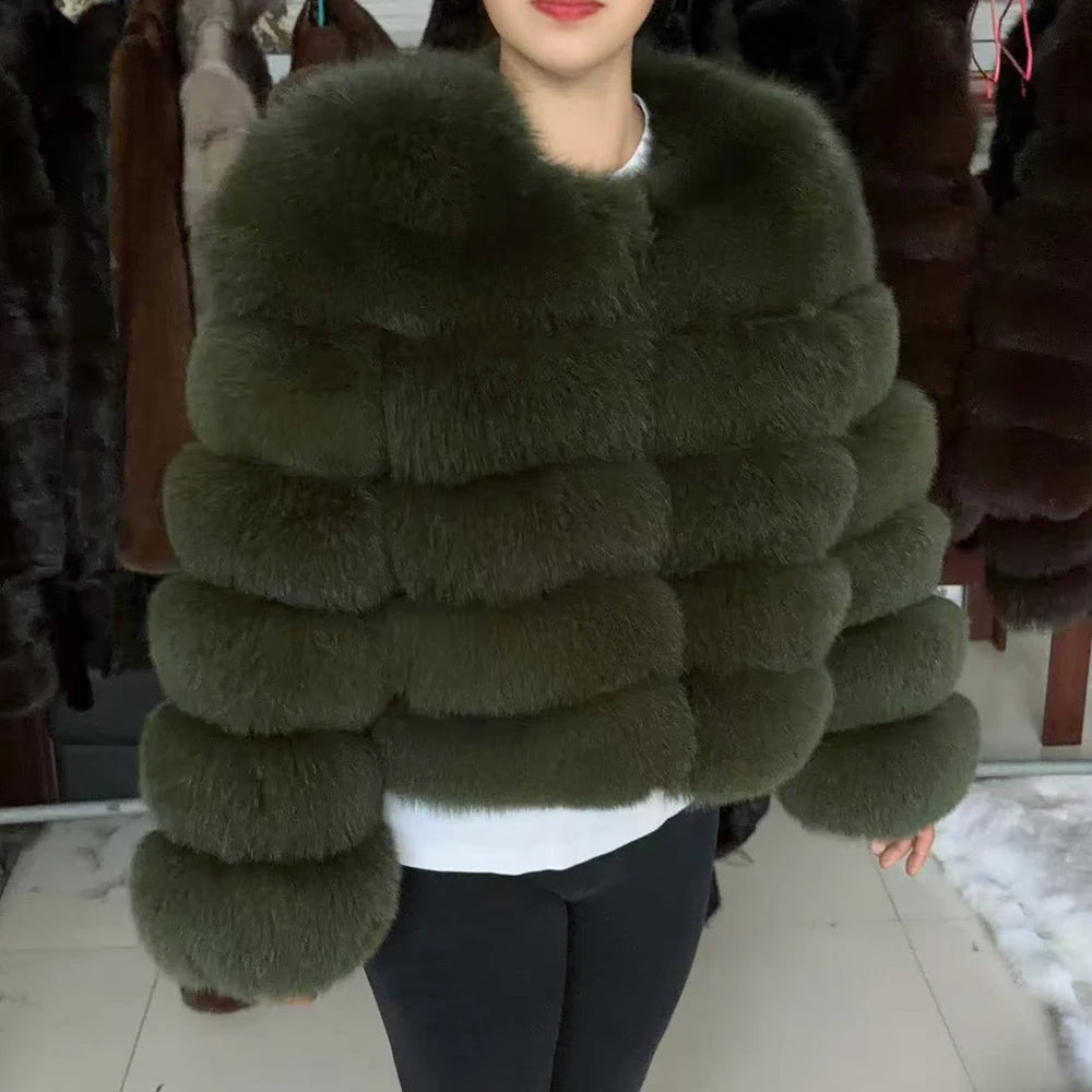 QUEENTINA Real Fox Fur Coat