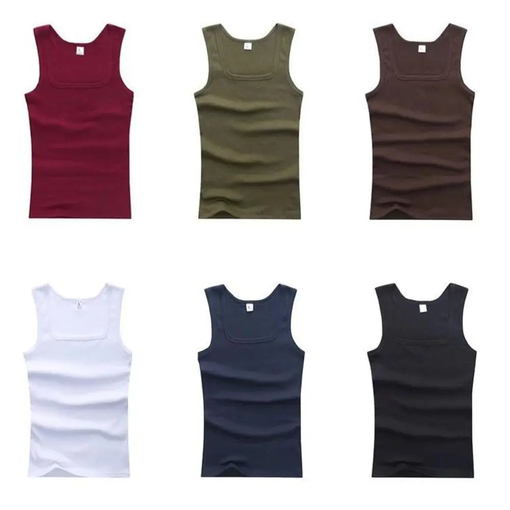 Solid Color Square Neck Tank Top Cotton Black White Gray Men Women Vest Fitness Sleeveless T-shirt Bodybuilding Gym T-shirtsHot
