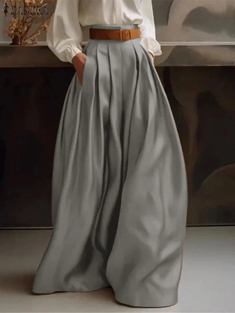 Women's Satin Wide-Leg Formal Trousers
