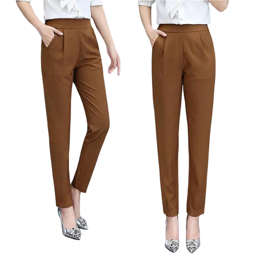 Women's High-Waist Slim Straight Ankle Pants