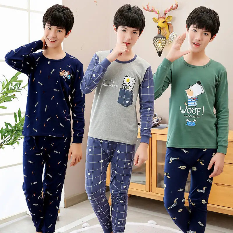 Kids' Cartoon Cotton Pajama Set (10-18Y)