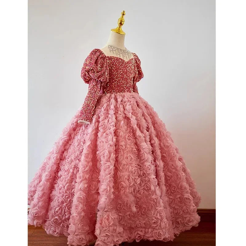 Girls' Pink Shiny Birthday Banquet Dress