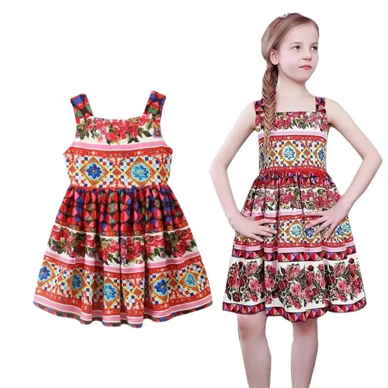 Girls' Printed Princess Party Dress