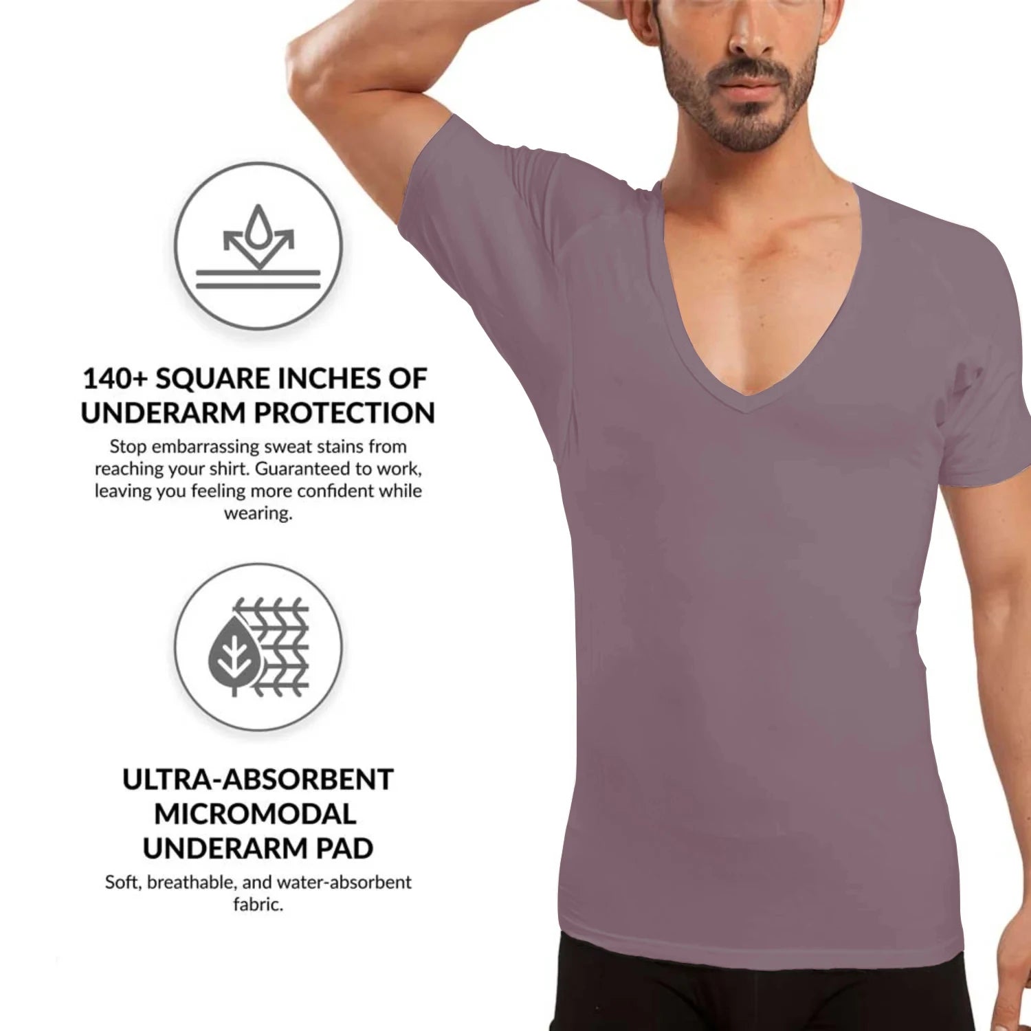 Premium Confortable Micro Modal Sweat Proof Undershirt T-Shirt Anti-Transpirant Homme Sweatproof Under Shirt With Sweatpad