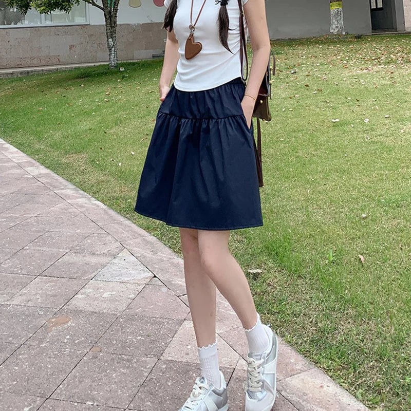 Women's High-Waist A-Line Pocket Midi Skirt