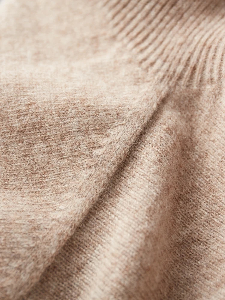 New Men's 100% Merino Wool Mock Neck Pullover Soft Warm Jumpers Quality Cashmere Sweater Casual Smart Knitwear Basic Tops Clothi