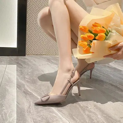 2025 New Diamond High Heel Sandals with Elegant Banquet Shoes, Pointed High Heels, Straight Strap Sandals