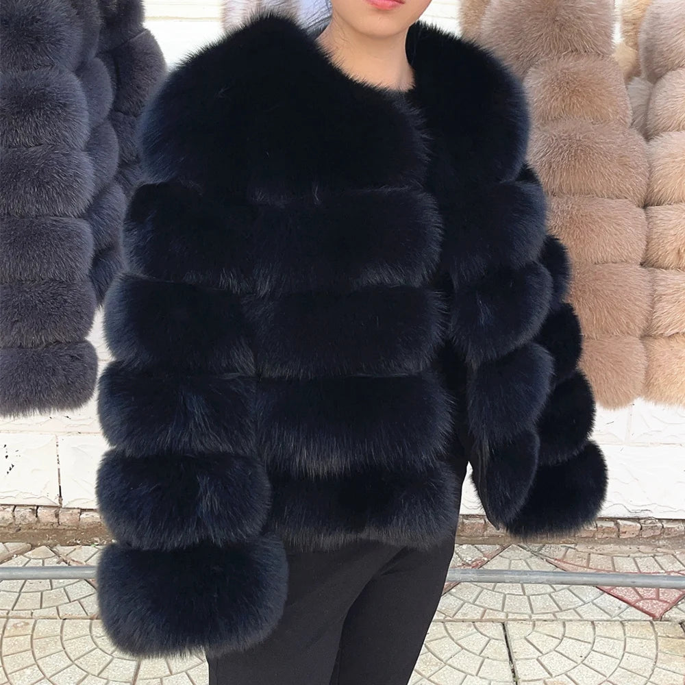 QUEENTINA Real Fox Fur Coat