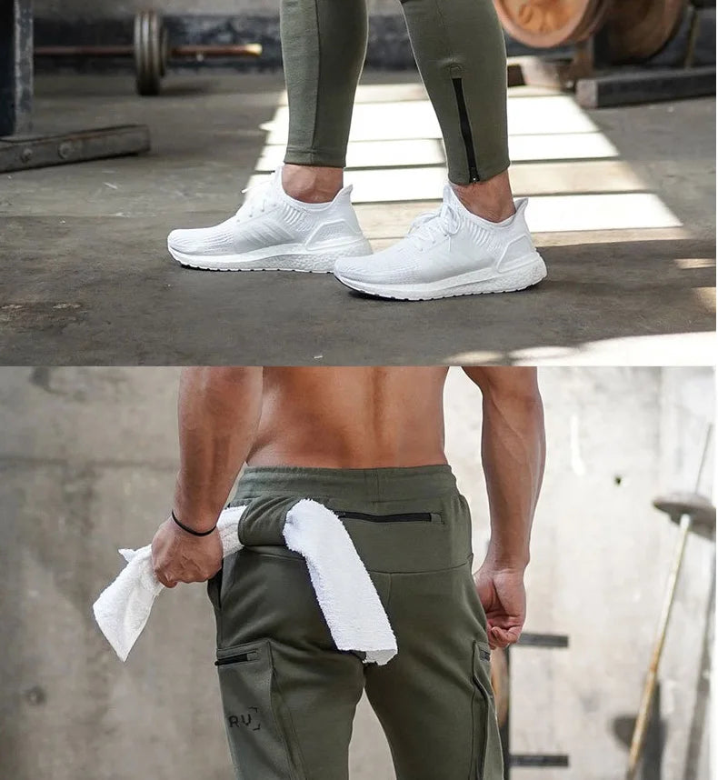 Men's Gym Fitness Multi-Pocket Workout Training Pants Cotton Jogging Sweatpants Camouflage Men  Fashion Training Trousers