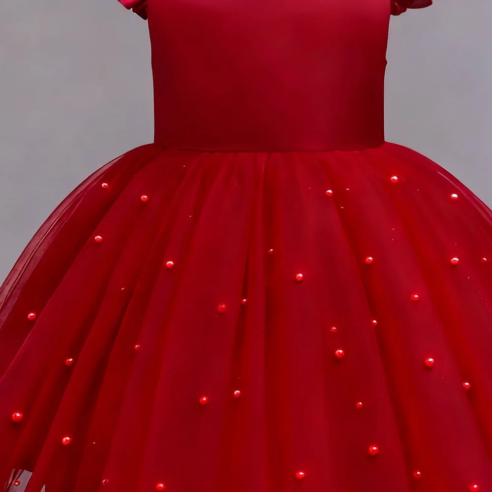 Girls' Christmas Princess Lace Costume Dress