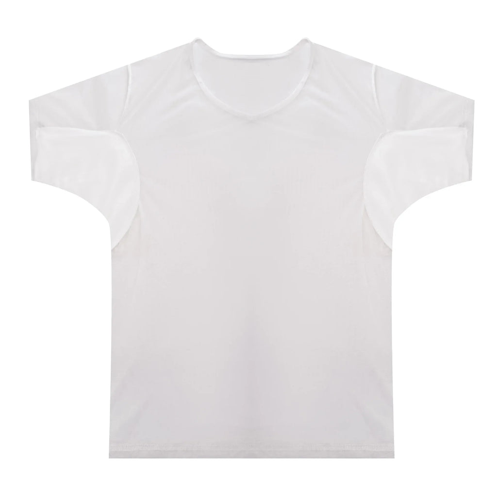 Men's Mesh Vest with Sweat Absorbent Pad Short Sleeve Sweatshirt Breathable Underarm Moisture Wicking Comfortable Innerwear