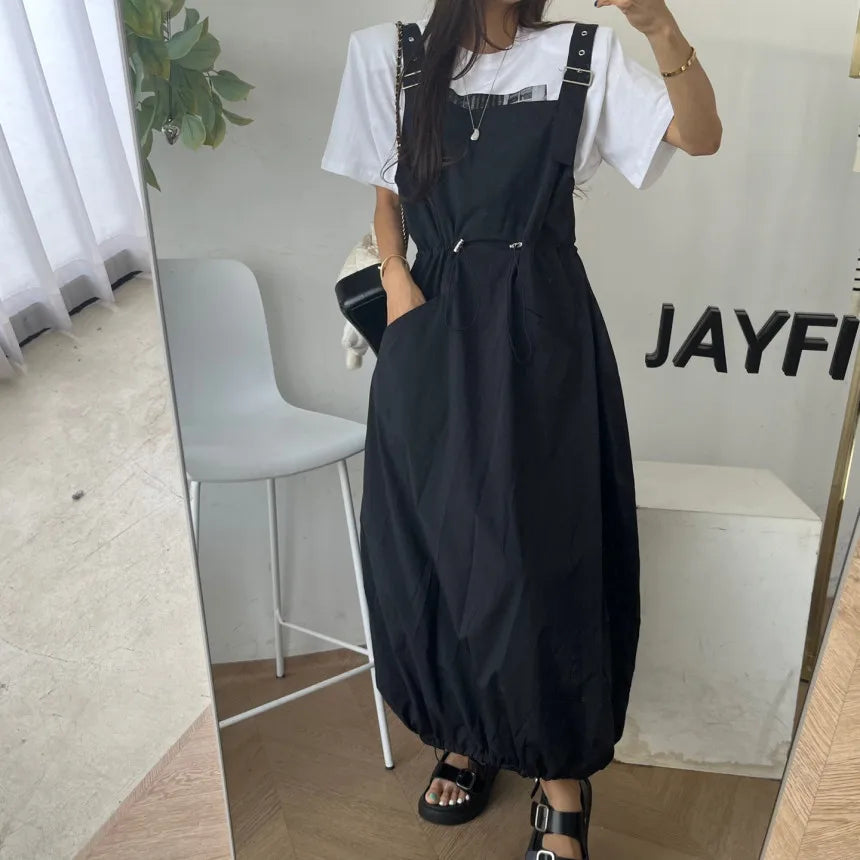 Women's Square Neck Drawstring Camisole Dress