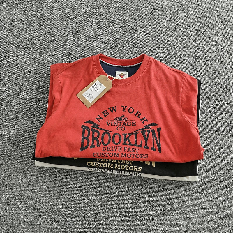 Men's Retro Letter Print Long Sleeve T-Shirt