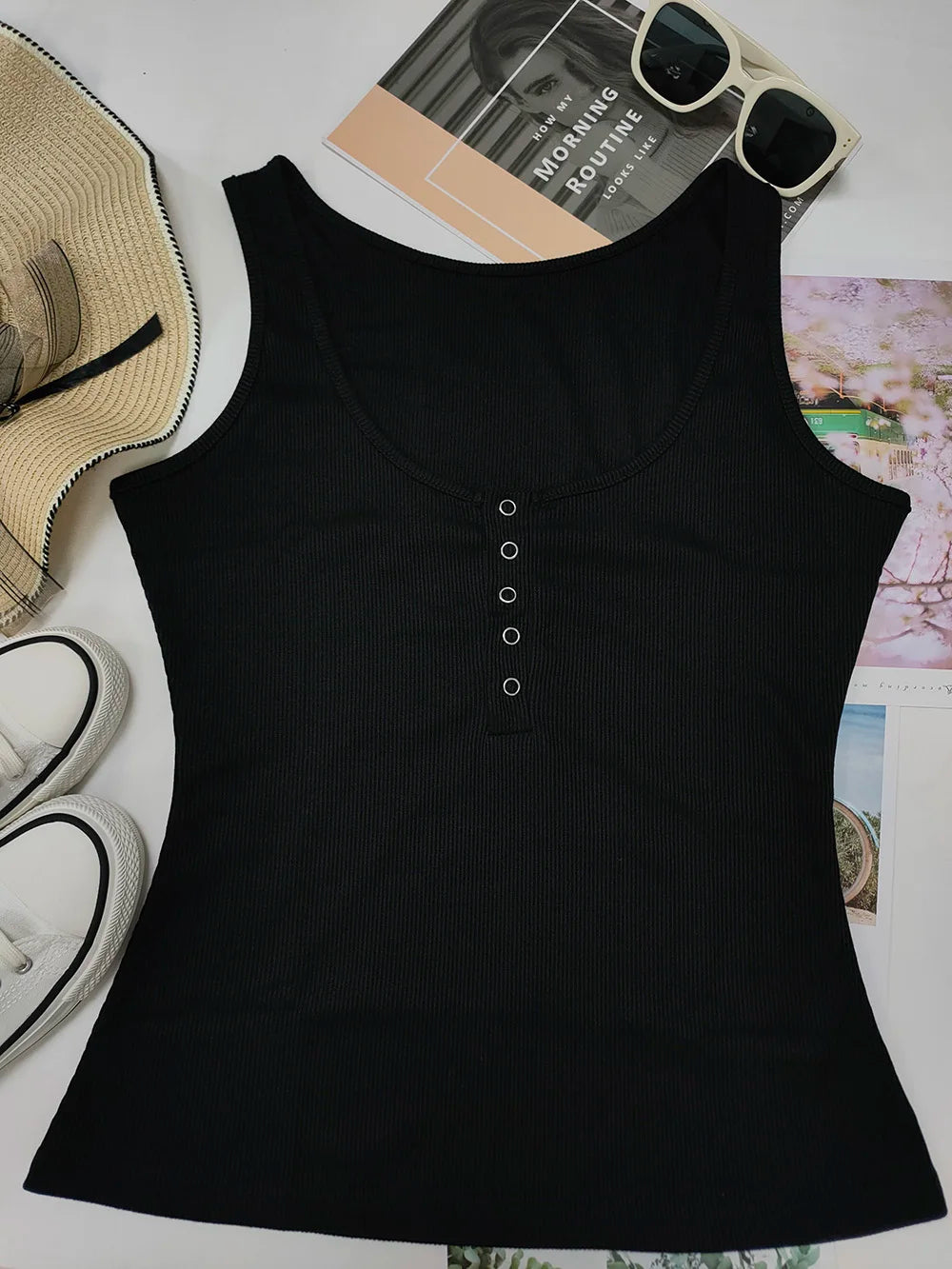 Women's Low-Cut Solid Cami Vest