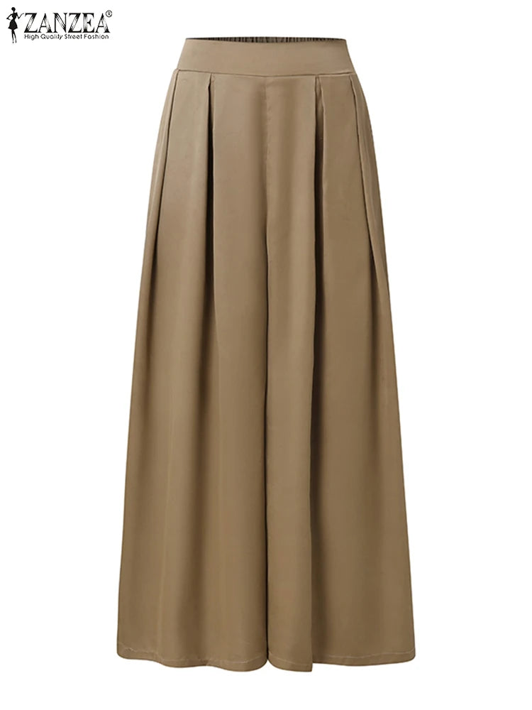 Women's Satin Wide-Leg Formal Trousers