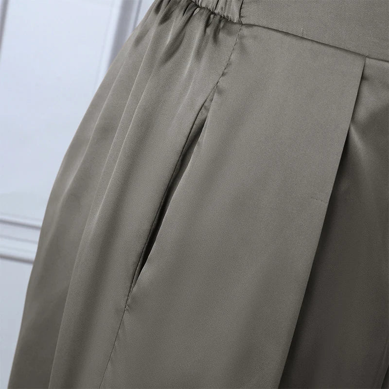 Women's Satin Wide-Leg Formal Trousers