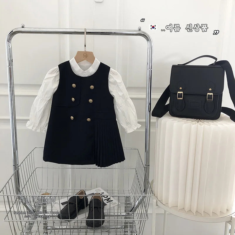 Girls' School Blouse & Sundress Set (2-8Y)