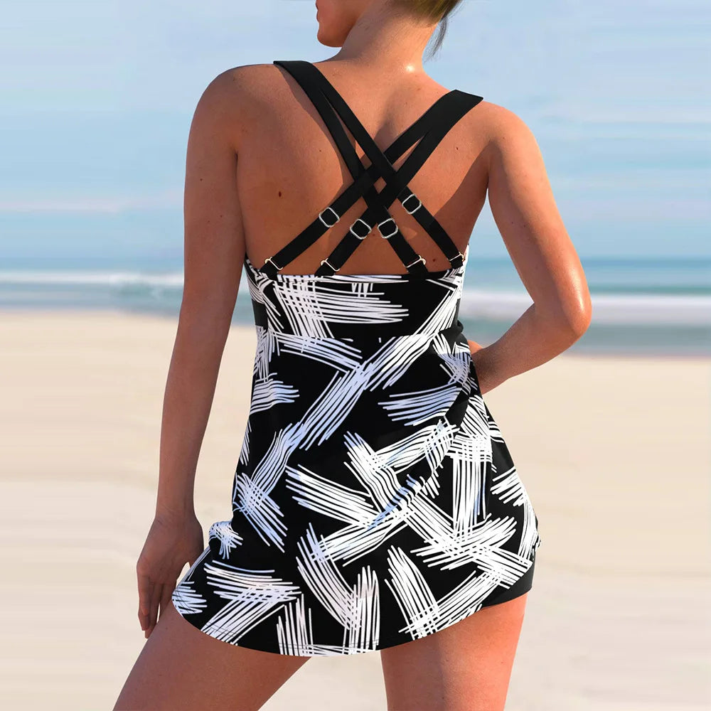 Women's Plus Size Tankini Swimsuit Set