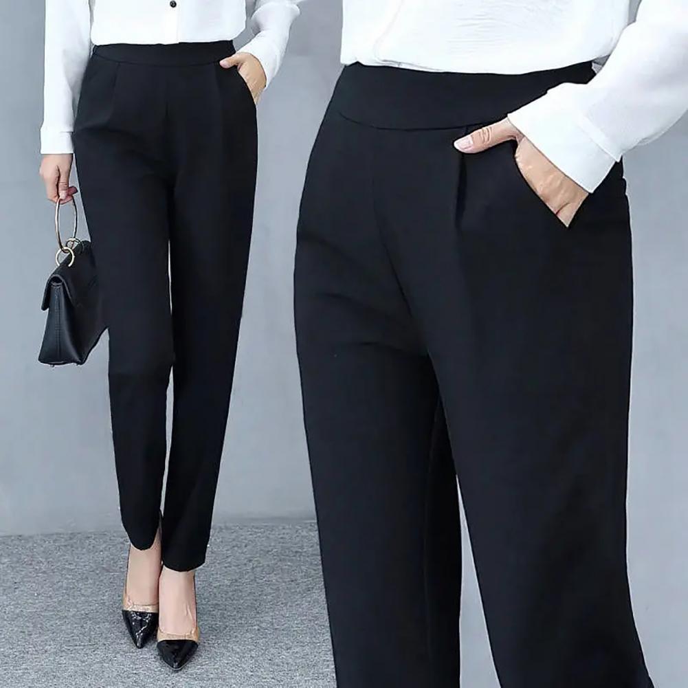 Women's High-Waist Slim Straight Ankle Pants