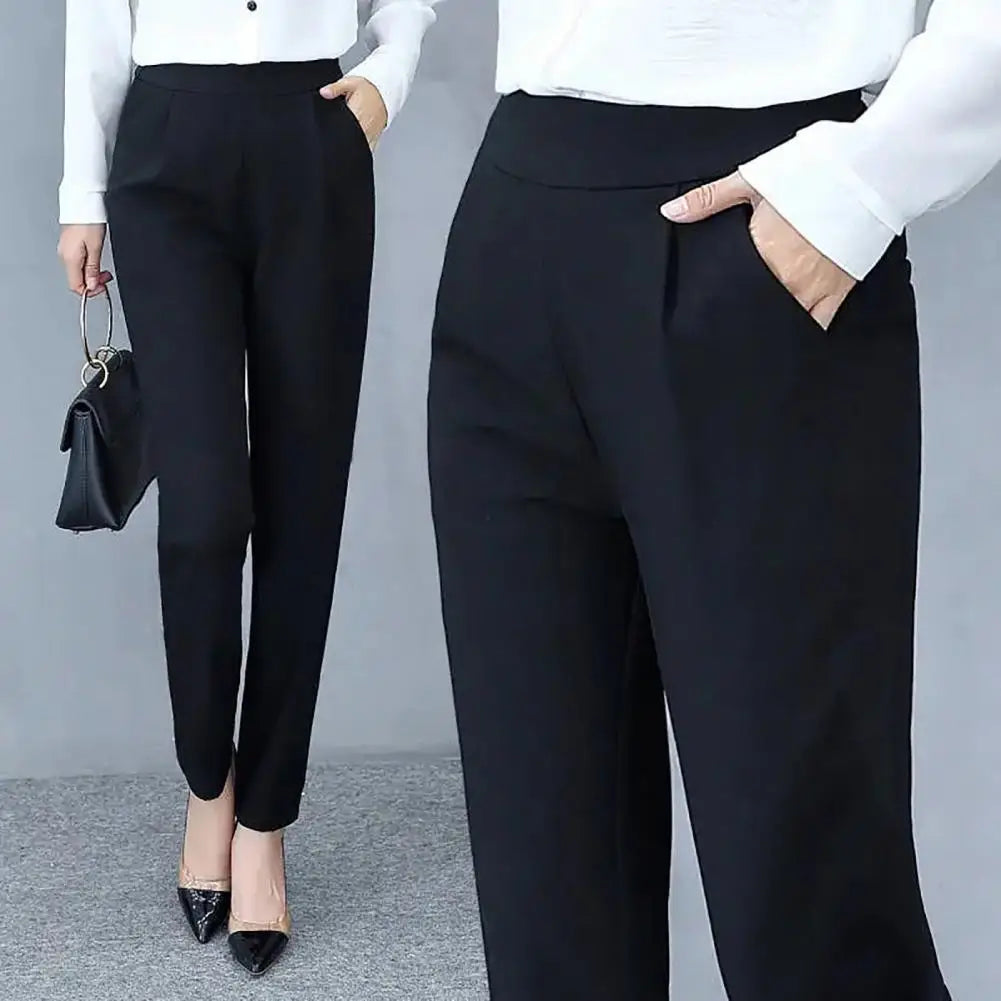 Women's High-Waist Slim Straight Ankle Pants