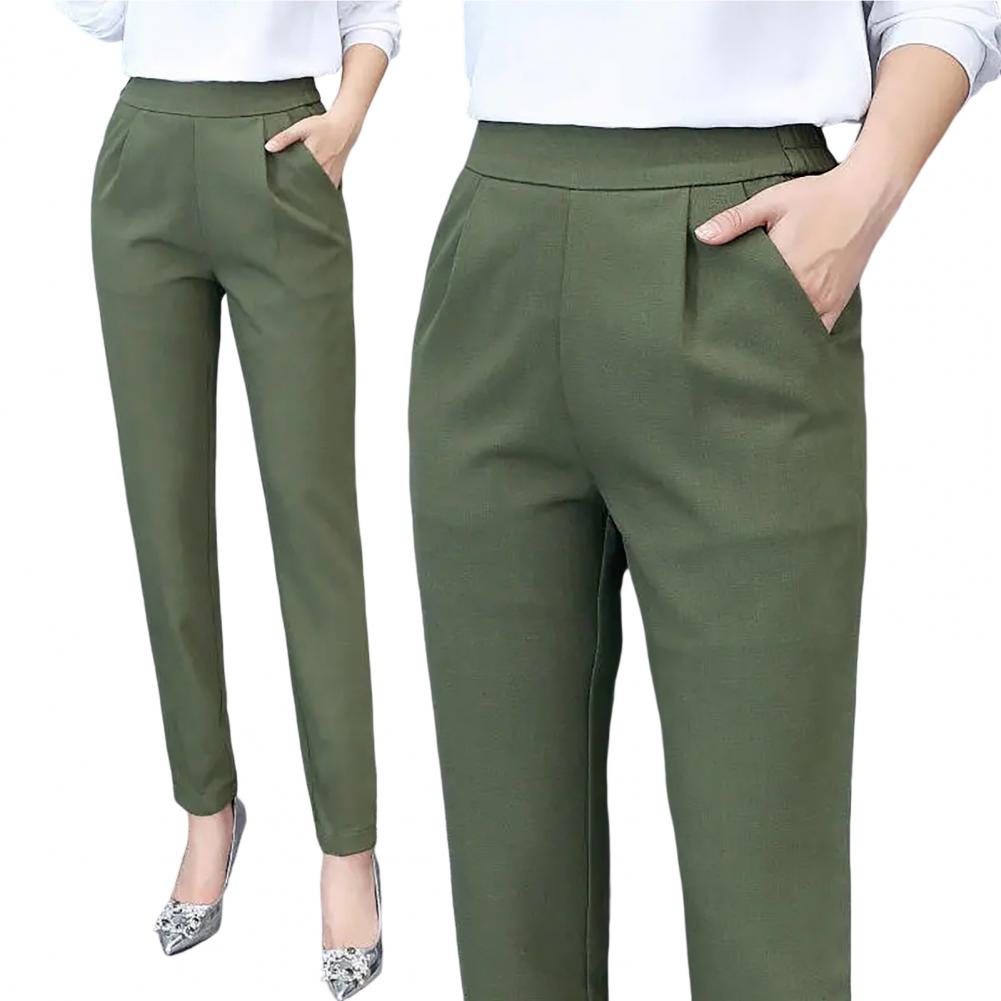 Women's High-Waist Slim Straight Ankle Pants