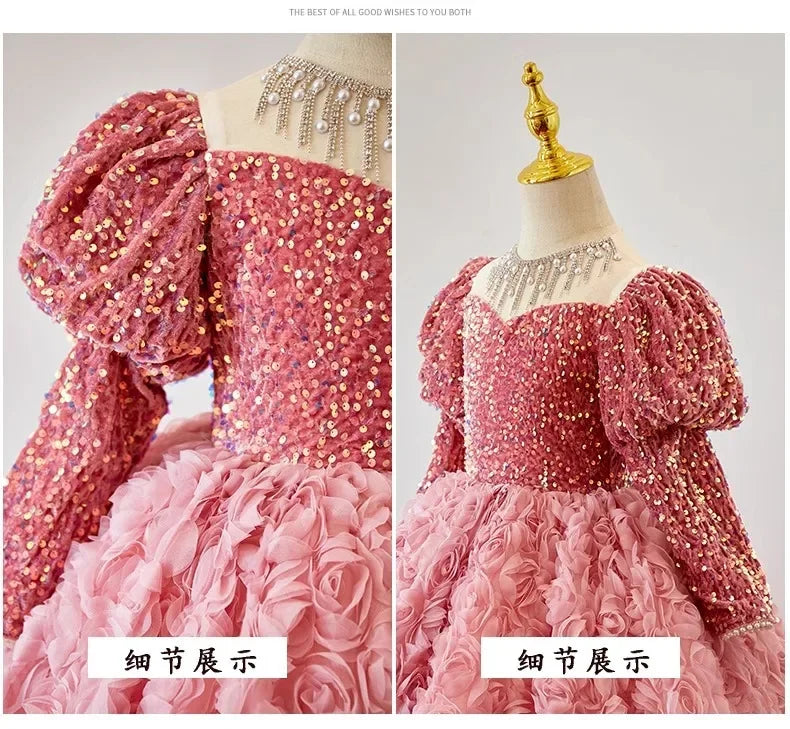 Girls' Pink Shiny Birthday Banquet Dress