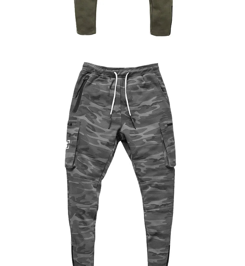 Men's Gym Fitness Multi-Pocket Workout Training Pants Cotton Jogging Sweatpants Camouflage Men  Fashion Training Trousers